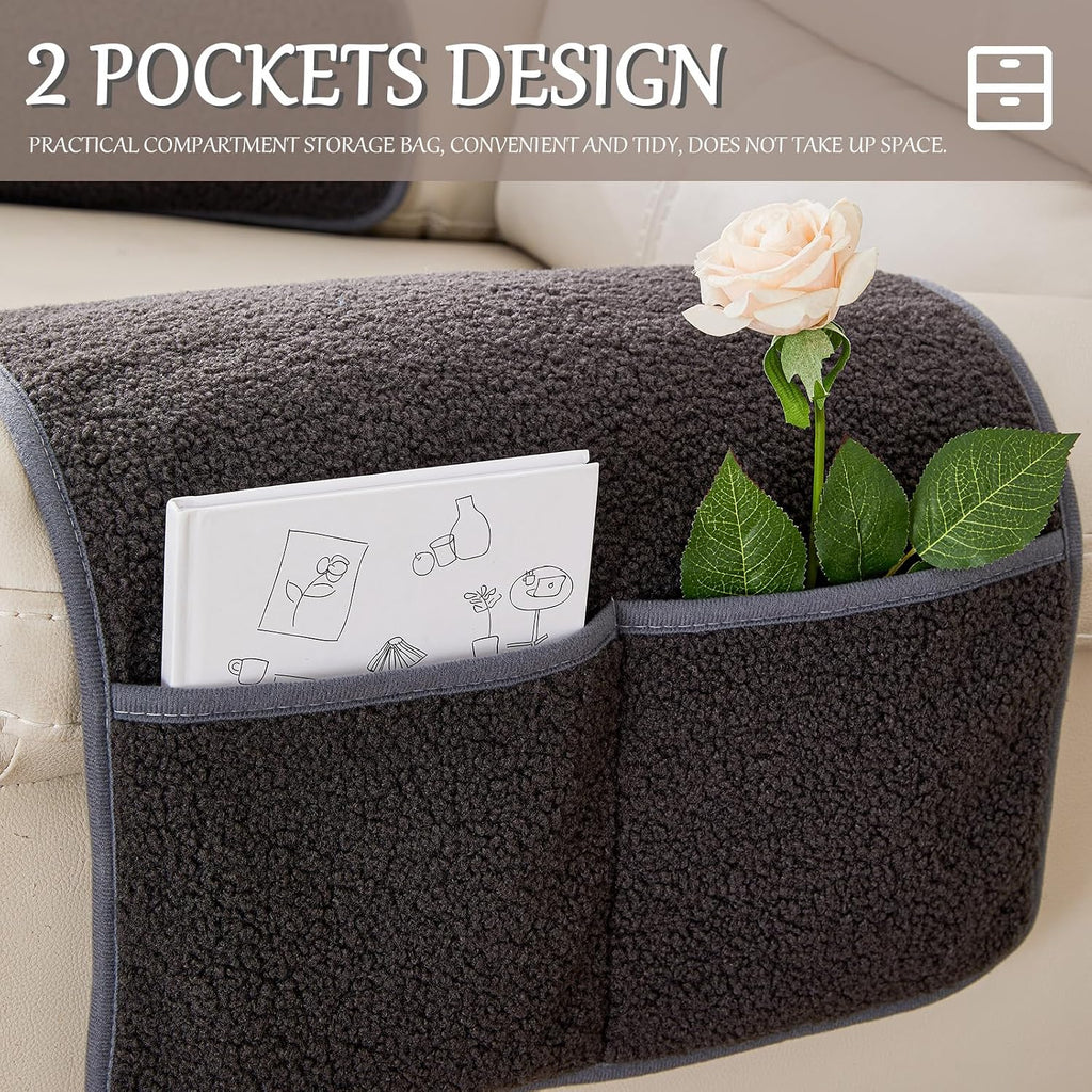 Armrest Covers for Recliners Couch Arm Covers with Pockets for Sofa - Image 4