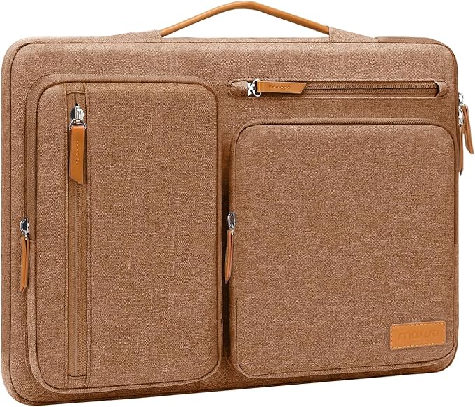 MOSISO 360 Protective Laptop Case 16 inch, 15-15.6 inch Laptop Sleeve | Compatible with MacBook Pro 16, HP Acer Dell Lenovo ASUS, Side Open Carrying Case with 4 Zipper Pockets, Mocha by MOSISO
