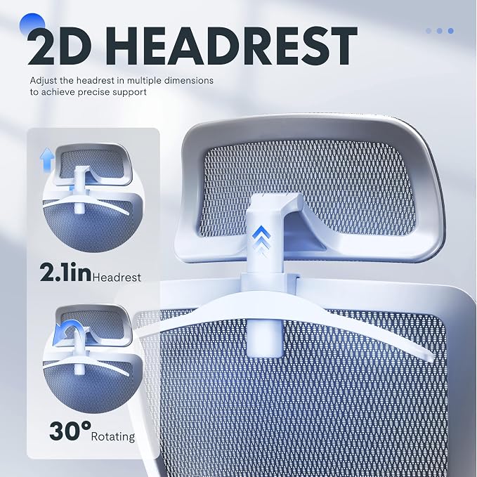 FLEXISPOT OC3 Air Ergonomic Office Chair Mesh Back Swivel Computer Chair Executive Office Desk Chairs with Adjustable Lumbar Support/2D Headrest/Lockable Backrest, Light Gray - Image 6