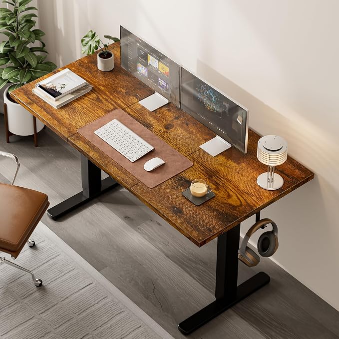 Electric Standing Desk with Cable Management,Rustic Brown Height Adjustable Desk with Memory Presets, Sit Stand Table for Work from Home, Ergonomic Computer Desk,55 x 24 inch - Image 2