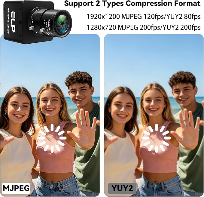 Global Shutter Color USB3.0 Camera,120FPS 200FPS Ultra High Frame Rate Webcam,1920x1200 Max Resolution with 2.8-12mm 4X Manual Zoom Lens,Plug and Play for High Speed Motion Analysis 3D Printer - Image 6