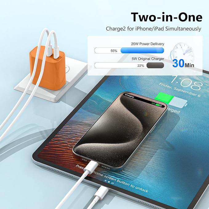 USB C Charger Block 3 Pack, Dual Port 20W Fast Wall Plug(Orange) | 20W PD fast charging USB C block for iPhone 17 16 15 14 13 12 11, iPad Pro, iPad Air, AirPods and Apple Watch. - Image 2