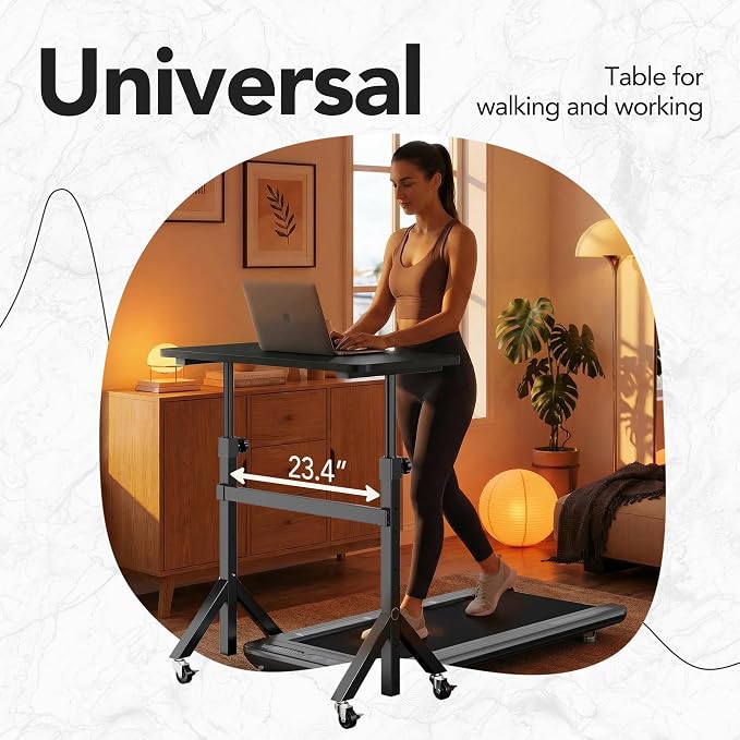 HUANUO 32'' Small Standing Desk Adjustable Heigh, Mobile Stand Up Desk with Wheels, Portable Rolling Desks for Walking Pad and Treadmill, Computer Laptop Desks for Home Office Space - Image 8