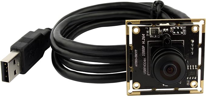 ELP H.264 1080P USB Camera Module with Microphone Wide Angle Fisheye Webcam | 180degree FHD PC Camera for Computer, UVC USB2.0 Lightburn Camera for Laser, Home Security, Embedded Machine Vision, Robotics by ELP