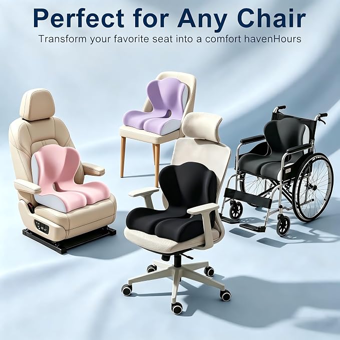 Seat Cushion for Office Chair and Car – L-Shaped Ergonomic Seat Cushions for Stability & Anti-Slip, Orthopedic Cushion for Sciatica, Back & Tailbone Pain Relief, Black - Image 5