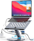 YICOSUN Laptop Stand for Desk, 360° Rotating & Height Adjustable Ergonomic Computer Riser with Aluminum Cooling Vents for 10-16 inch MacBook, Dell, Lenovo (Grey, USB-C Docking Station) by DeliveringDesktopFashion