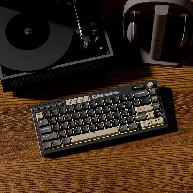 RK ROYAL KLUDGE M65 Wireless Gaming Keyboard with Volume Knob, 60% Hot Swappable Mechanical Keyboard 2.4G/BT/USB-C, Gasket Mount, Battery Display, PBT Keycaps, Hot-Swappable Cream Switch, Black - Image 8