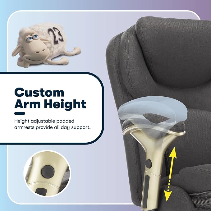 Serta Claremont Executive Office Chair with Back-In-Motion Technology, Ergonomic Mid-Back with Pivot Lumbar Support & Seat, Plush Cushion, Body Pillows, Adjustable Arms, Dark Gray Fabric | Claremont, Adjustable Arms & Height, Foam Seat and Headrest Cus... - Image 11