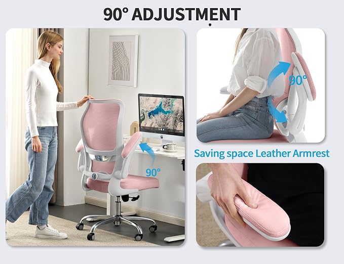 TRALT Office Chair Ergonomic Desk Chair - Gaming Chair with Lumbar Support | 330 LBS Home Office Desk Chairs , Reading Chair with Flip-up Armrests, Comfortable Computer Chairs (1, Pink) - Image 6