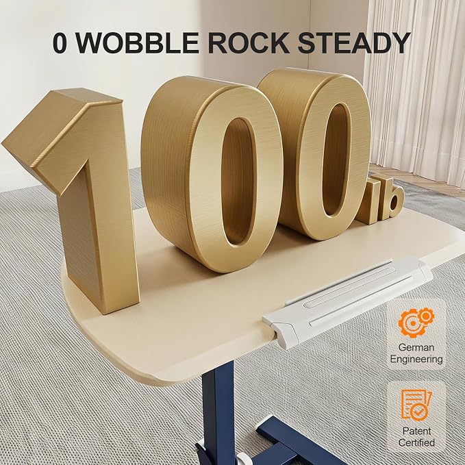 ROMOON Foldable Standing Desk, No-Assembly Height Adjustable Portable Desk | Rolling Laptop Cart with Wheels and Tilt Top, Mobile Workstation for Classroom, Home Office, Small Spaces, Sofa, Oat Yellow - Image 8