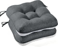 BETU Chair Cushions for Dining Chairs Set of 2,3.5" Thick Kitchen Table Chair Pads with Ties,Non Slip Backing and Covers, Seat Cushion for Dining Room,Bar,Patio Chairs,15.5"X15.5"X3.5",Dark Grey by BETU