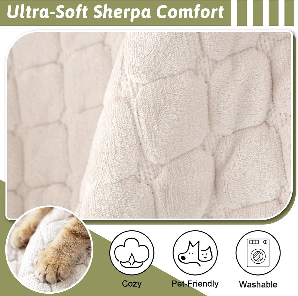 Universal Flannel Recliner & Armchair Covers with Pockets - Image 4