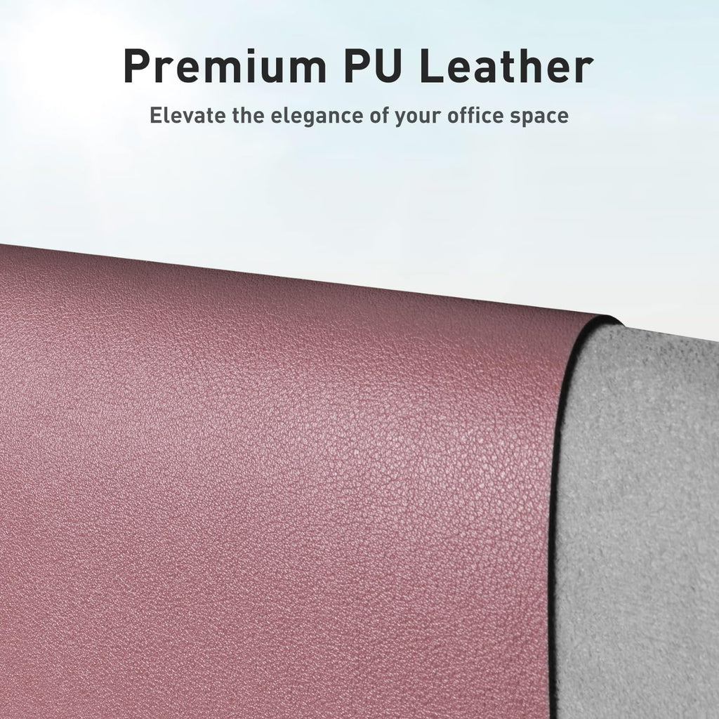Aothia Faux Leather Desk Mat – Large Mouse Pad, Non-Slip PU Leather Blotter, Waterproof Writing Surface for Office and Home (Dark Pink, 47.2" x 23.6") - Image 2