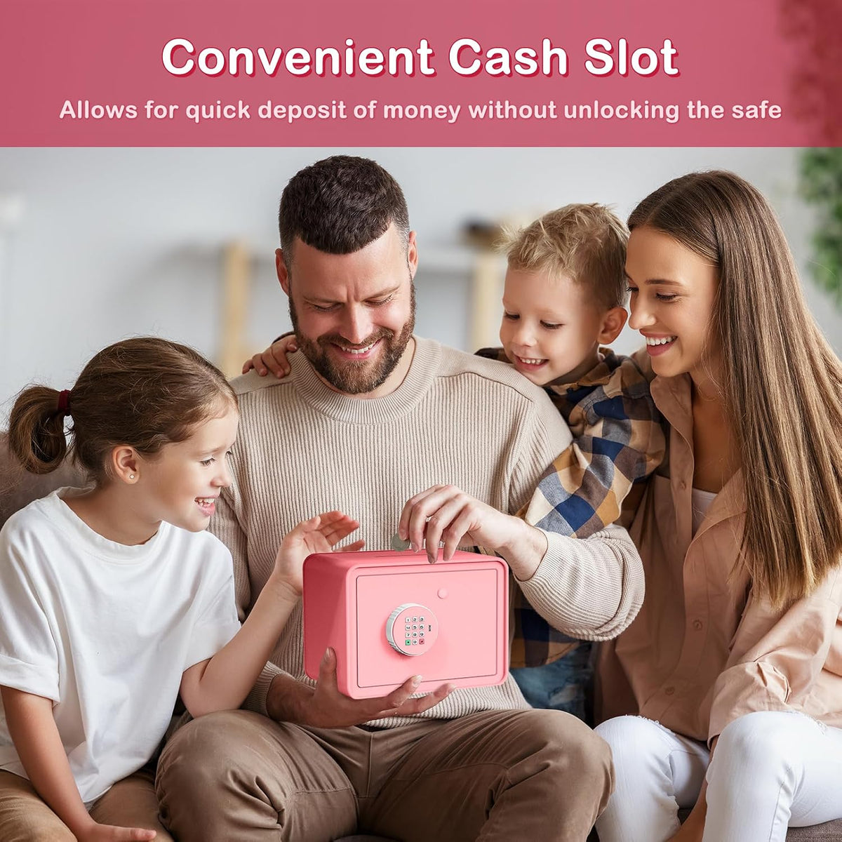 Goldenkey Kids Mini Safe Small Cash Box, Money Security Safe, Piggy Bank - Image 2