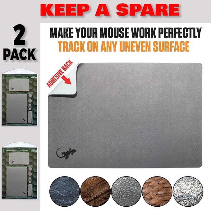 Mouse Pad Adhesive Bottom - Sticks to Any Surface - Portable - Webcam Covers and Screen Cleaner Included (2 x Gray) - Image 5