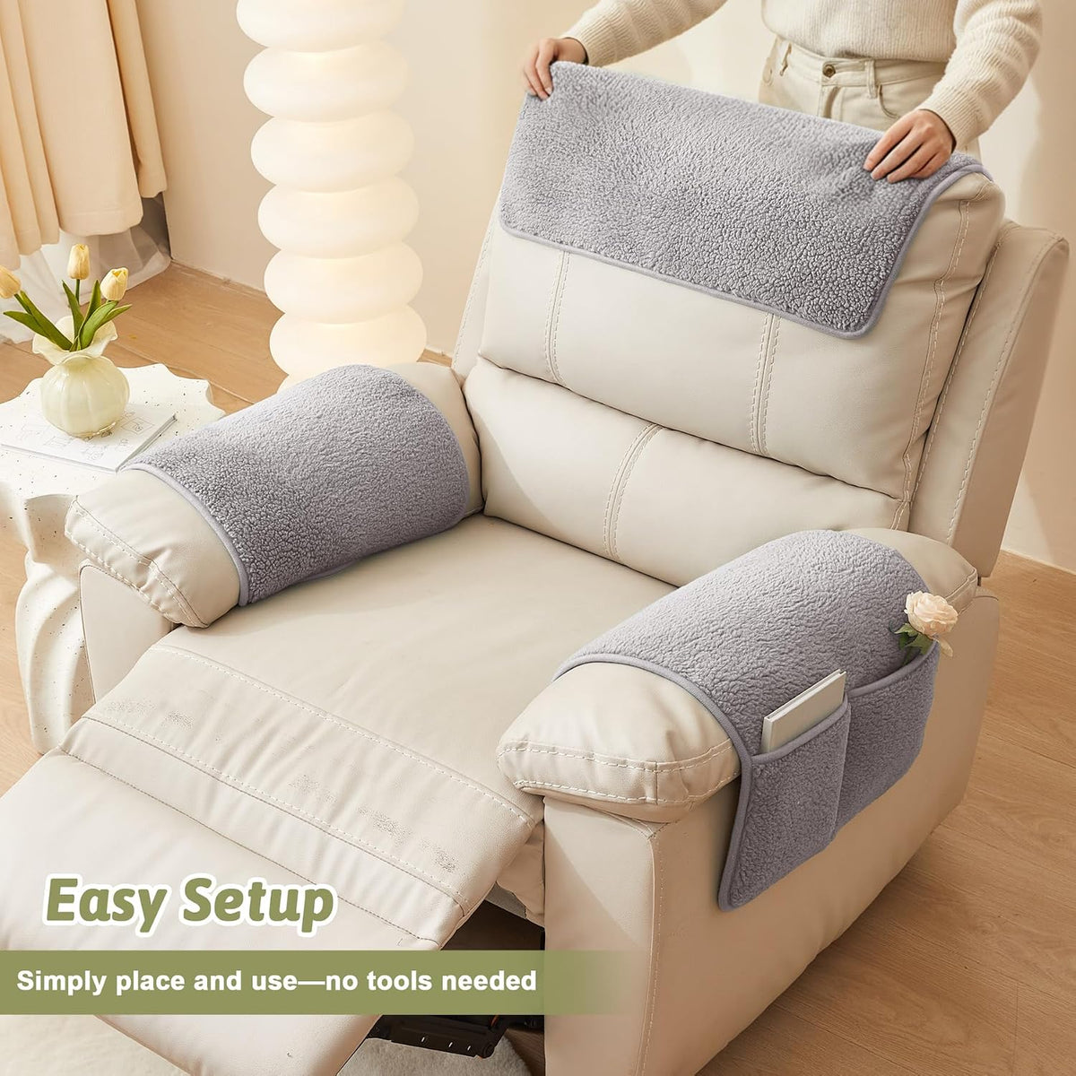 Universal Sherpa Recliner & Armchair Covers with Pockets - Image 6