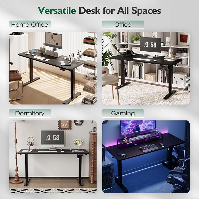 Monomi Electric Standing Desk 55"x24"Height Adjustable Sit Stand Up,Black | Ergonomic Computer Workstation Desk for Home Office with Memory Preset & Quiet Motor, Two-Piece Desktop - Image 7