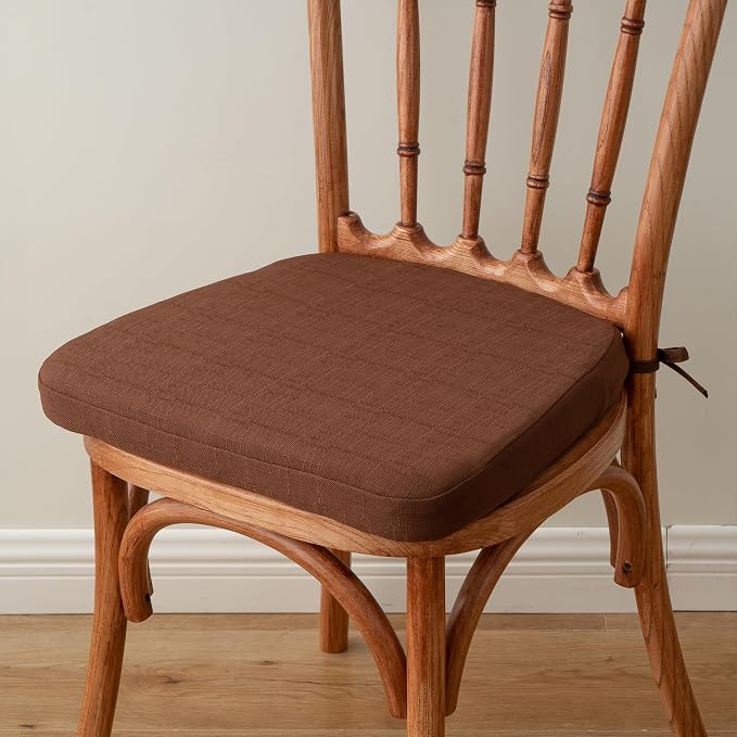 Battilo Chair Cushions for Dining Chairs with Ties, Kitchen Chair Pad with Non-Slip Backing and Removable Cover, Indoor/Outdoor Dining Seat Cushion, 16"x16"x2", Set of 4, Brown - Image 8