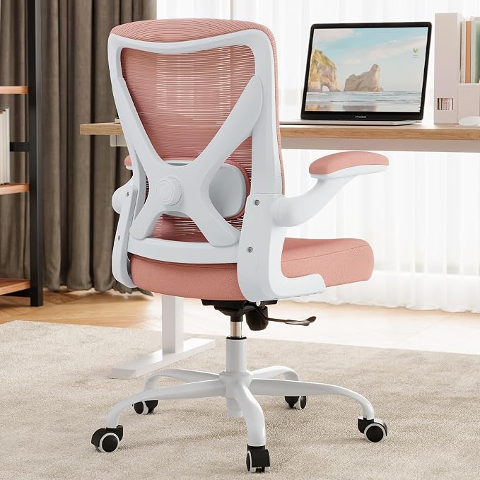 Office Chair: 330LBS Mesh Ergonomic Desk Chair Comfy with 3D Lumbar& Swivel | Ergalithic Computer Chair-Executive Task Work Chairs with Flip-up Arm Home Office Desk Chairs Gaming Chair for Adults(Pink) - Image 8