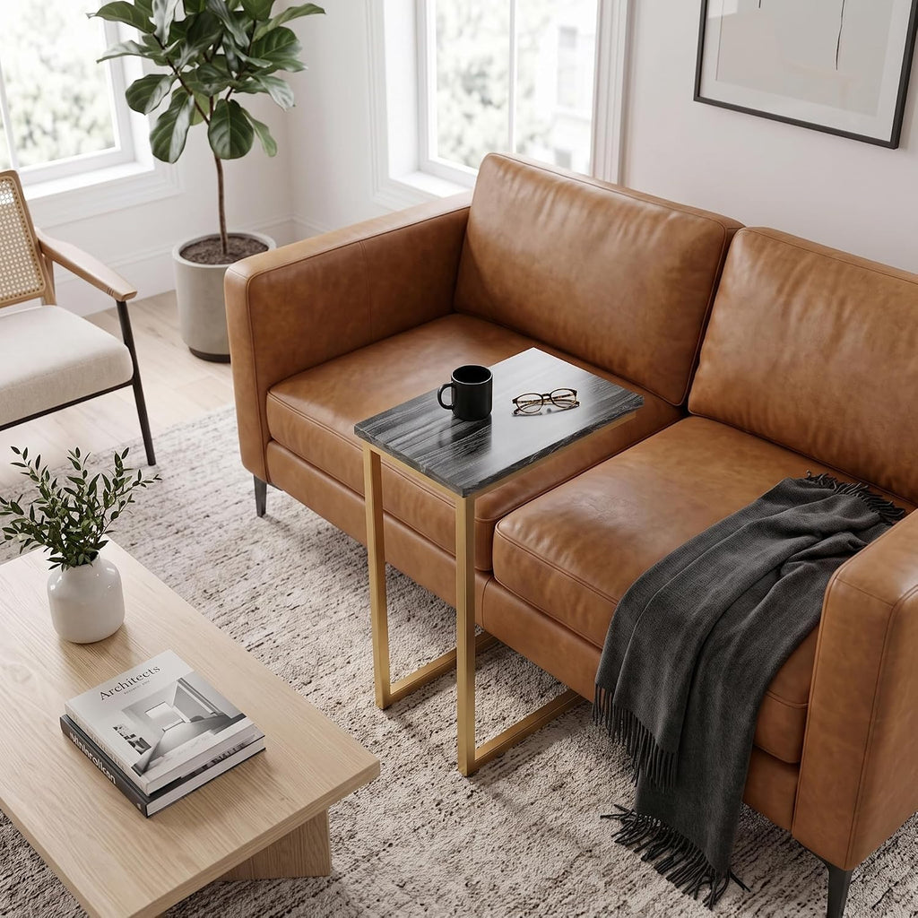 SIMPLIHOME Skyler 10" Wide C-Side Table in Gold/Black - Image 4