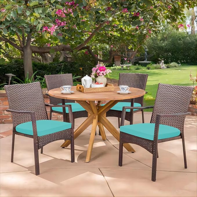 HARBOREST Outdoor Chair Cushions Set of 4, Water Resistant Patio Chair Cushions with Ties, Outdoor Seat Cushions for Patio Furniture, 17"x16"x2", Teal - Image 7