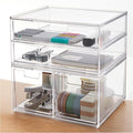 STORi Stackable Desk Organizer Drawers, Clear Pen Pencil Makeup Brush Holder for Desktops and Vanities, 4 Multi-size Drawers (Made in USA) by STORi