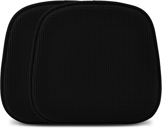 Shinnwa Dining Chair Cushions 2 Pack, Non Slip Indoor Chair Pads, U-Shaped Kitchen Seat Cushions, Set of 2, 15 x 16 Inches, Black by Shinnwa