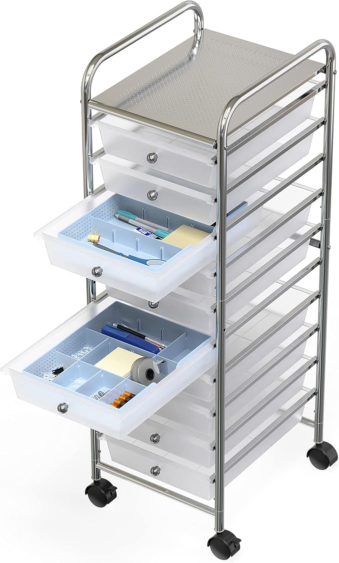 Simple Houseware Drawer Organizer Tray, 9 Adjustable Compartments, Blue | For Office, Makeup, and Craft Drawer or Desktop Storage - Image 6