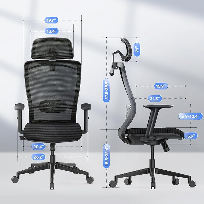 FLEXISPOT Ergonomic Office Chair, High Back Home Office Desk Chairs with Adjustable Lumbar Support, Armrests,90-130° Tilt Lock, Swivel Computer Gaming Chairs for Adults, OC3 Cloud, Black - Image 3