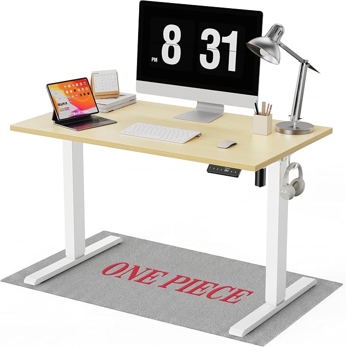 WALKINGDESK 40x24 Inches Whole Piece Electric Standing Desk, Seamless One Piece Height Adjustable Sit to Stand up Desk for Home Office, Ergonomic Computer Workstation, Oak by WALKINGDESK
