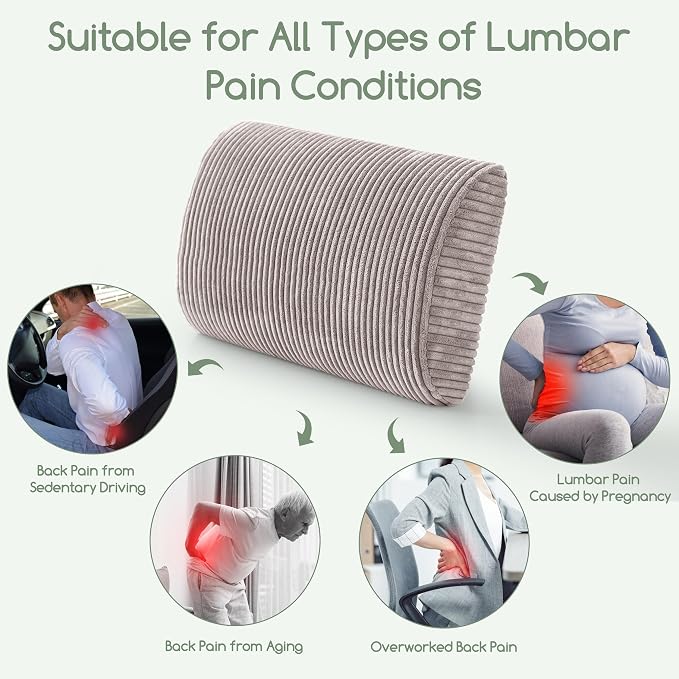Lumbar Support Pillow for Recliner Chair/Accent Chair/Couch, Extra Large Memory Foam Back Support Cushion for Elderly, Recliner Cushions for Back Rest, Pain Relief, Reading, Washable Cover, Grey - Image 6