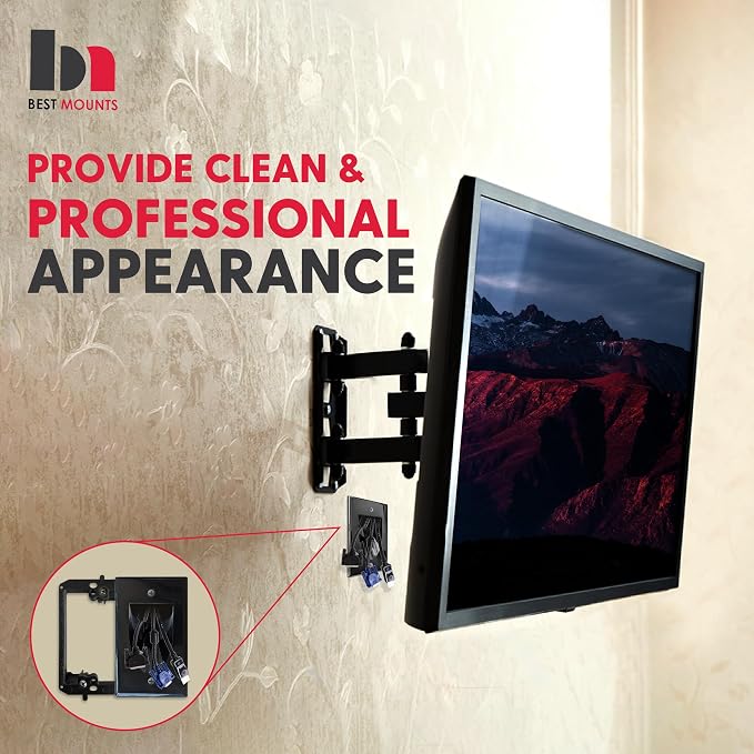 1 Pack Wall Plate Cable Pass Through with Bracket - In Wall Cable Management Kit - Recessed Cable Wall Plate Pair with Single Gang Low Voltage Mounting Bracket - Decorator Cover for Low Voltage Cables - Image 6