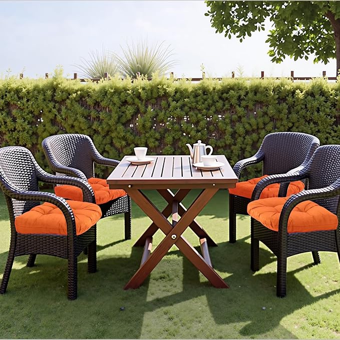 MTMR 2Pcs Outdoor Chair Cushions, Patio Furniture Seat Pads, Waterproof | 2Pcs , waterproof cover, PP cotton, u-shaped, no-fading, thick patio seat pads for outdoor wicker furniture in yard, 19x19x4 - Image 3