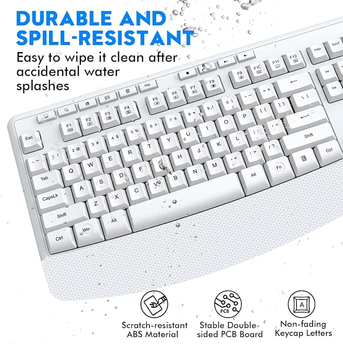 Wireless Keyboard and Mouse Combo, Full Size Ergonomic with Wrist Rest | 2.4GHz USB Receiver, 3 DPI Adjustable 6-Button Cordless Mouse for Computer, Laptop, PC, Windows - Image 8