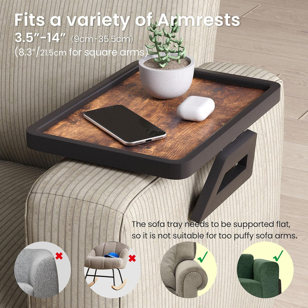 Wooden Wood Couch Arm Tray,Folding Sofa Armrest Table - Image 5