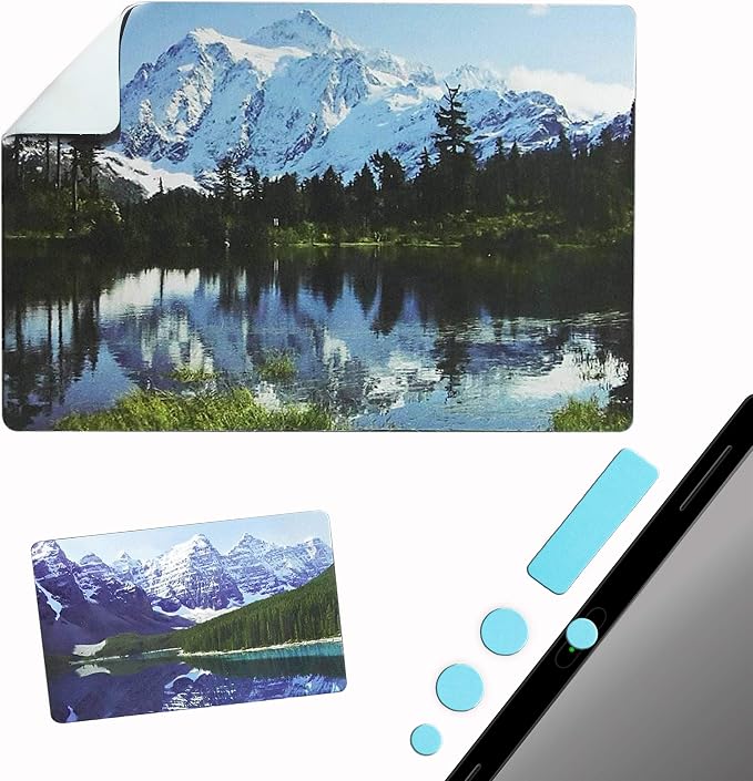 Mouse Pad Adhesive Bottom - Sticks to Any Surface - Portable - Webcam Covers and Screen Cleaner Included (Mountain) by GeckoTravelTech