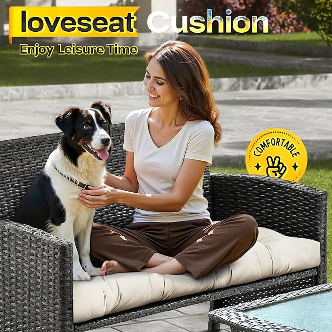 MAGIC ELEPHANT Outdoor Bench Cushion, Memory Foam Loveseat Cushion for Patio Furniture Wicker Chair, Settee Porch Swing Seat Cushion, 44 x 19 Inches (Antique White) - Image 6