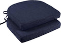 downluxe Indoor Chair Cushions for Dining Chairs, Soft and Comfortable Textured Foam Kitchen Chair Pads with Ties and Non-Slip Backing, 16" x 16" x 2", Navy, 2 Pack by Downluxe