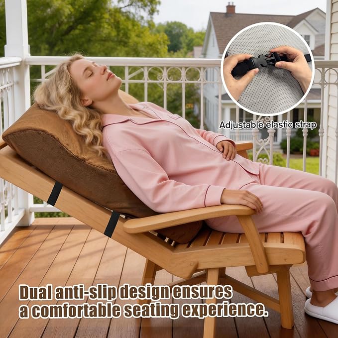 Recliner Neck and Lumbar Support Pillow, 2 in 1 Ergonomic Foam Cushion with Anti-Slip Backing & Adjustable Straps for Chair, Sofa, or Glider - Image 6