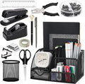 13-in-1 Office Desk Organizer Set for Back to School Supplies Accessories | Organizer Set with Stapler and Tape Dispenser, Pen Holder, Scissors, Ruler, Hole Punch, 2 Pens & More Desk Supplies by SYMDROMIA