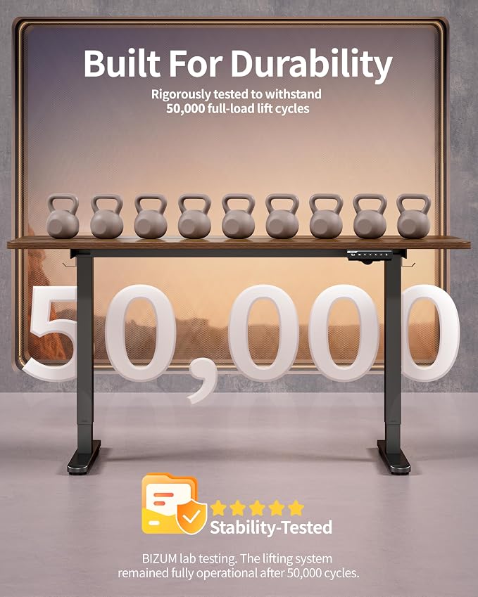 BIZUM Electric Standing Desk 63 x 24 Inch Computer Desk-Gaming Desk Dark Walnut Home Office Desks Height Adjustable Memory Stand Up Computer Workstation - Image 8