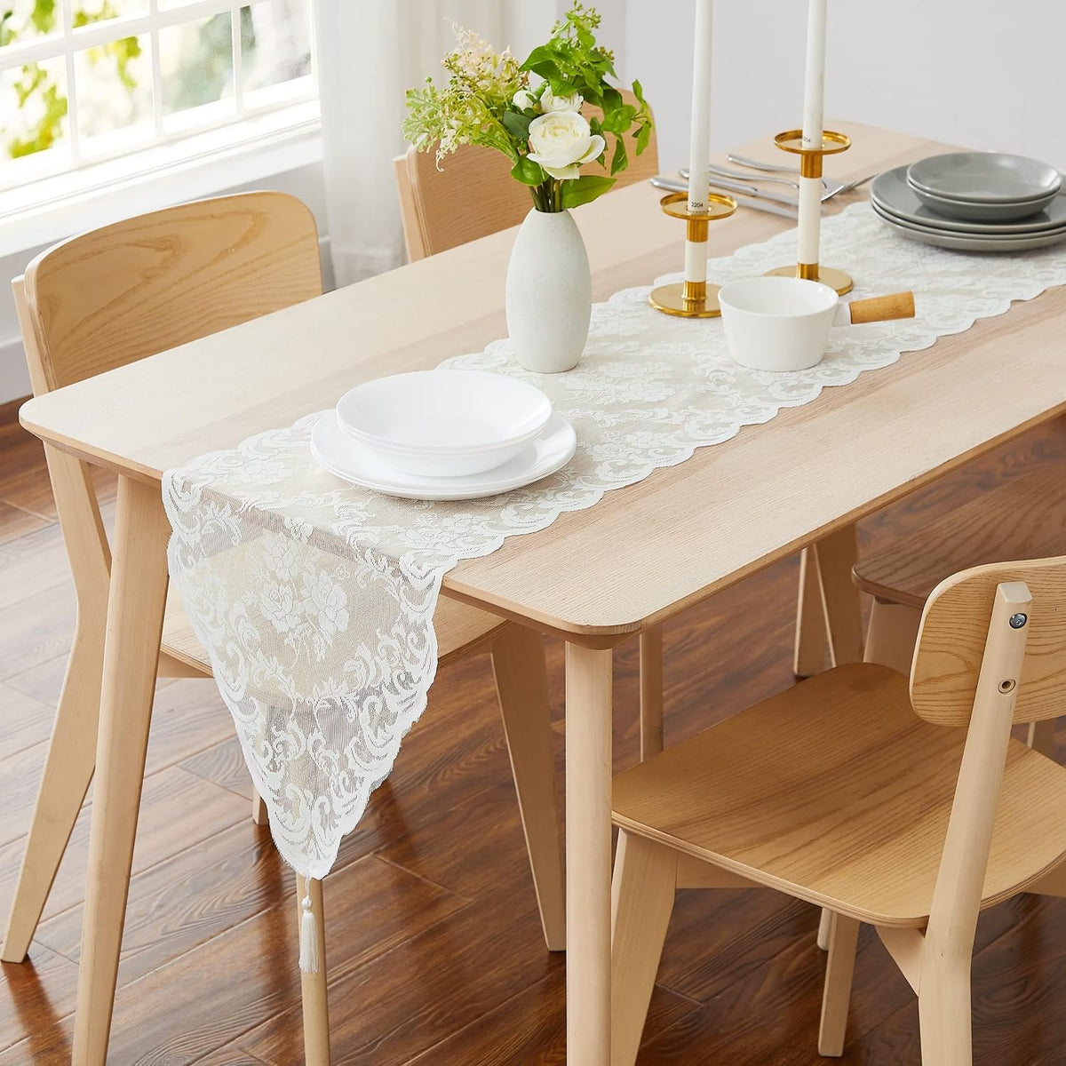 Warm Home Designs 48 Inch Ivory Lace Wedding Table Runner. MTR Ivory 48 - Image 2