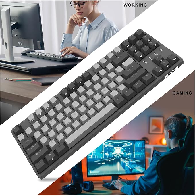 DURGOD K320 Corona White Backlit TKL Mechanical Keyboard | 87 Keys Tenkeyless | USB C Wired | Doubleshot PBT Keycaps | Programmable Keys | NKRO Rollover | Windows & Mac (Corona, Cherry Red) - Image 6