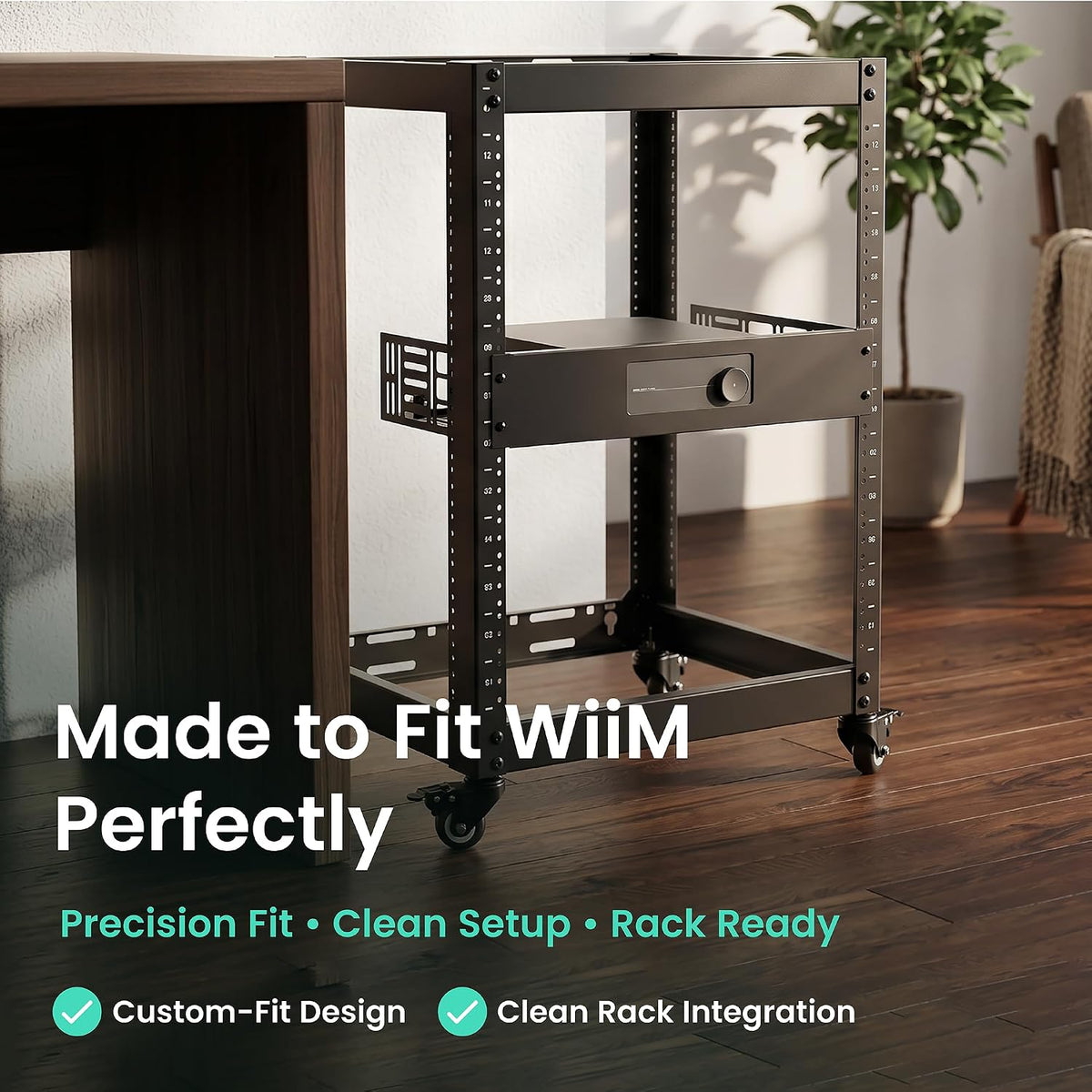 ynVISION.DESIGN 2U Rack Shelf for WiiM Amp, Amp Pro, Vibelink Amp, 4 Pack - Image 3