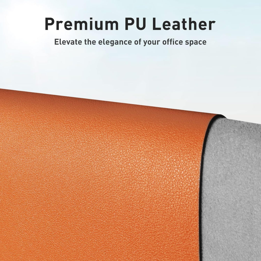 Aothia Leather Desk Pad Protector, Mouse Pad, Office Desk Mat, Non-Slip PU Leather Desk Blotter, Laptop Desk Pad, Waterproof Desk Writing Pad for Office and Home (36" x 17", Hermes Orange) - Image 2