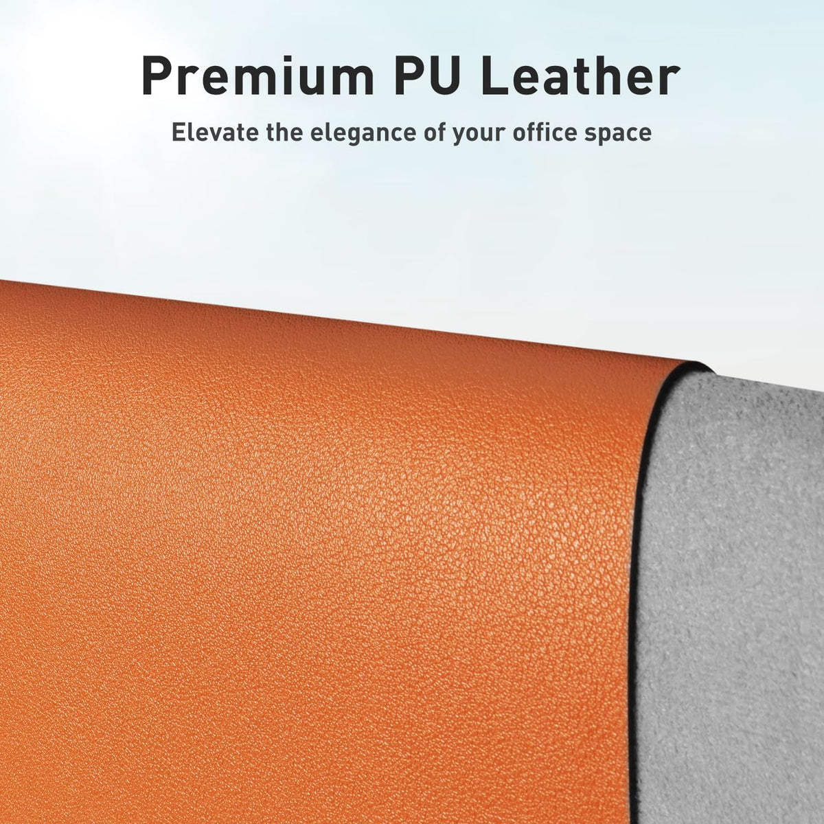 Aothia Leather Desk Pad Protector, Mouse Pad, Office Desk Mat, Non-Slip PU Leather Desk Blotter, Laptop Desk Pad, Waterproof Desk Writing Pad for Office and Home (36" x 17", Hermes Orange) - Image 2