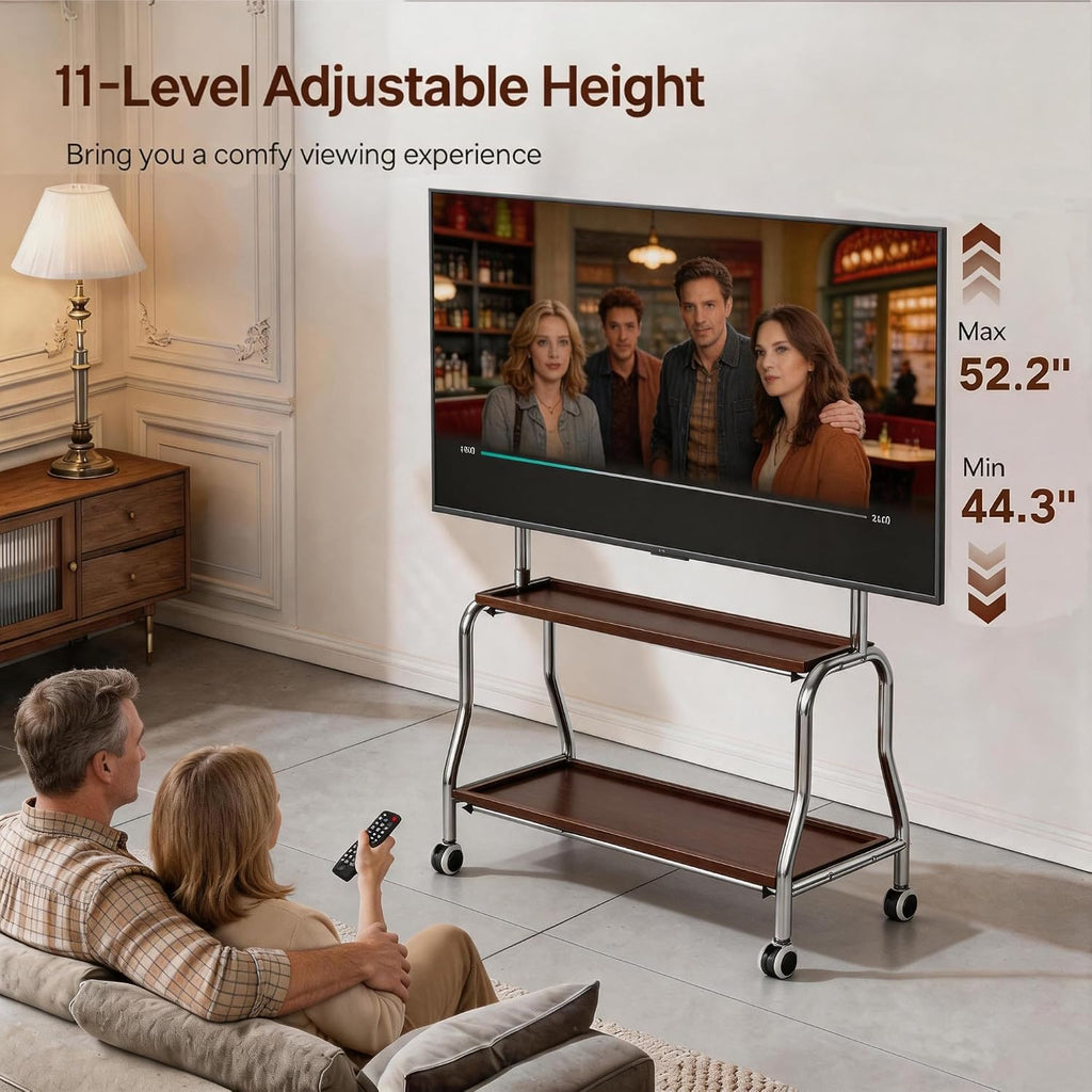 Rolling TV Stand for 32-75 Inch TVs with Double Storage Shelves & Pegboard - Image 4