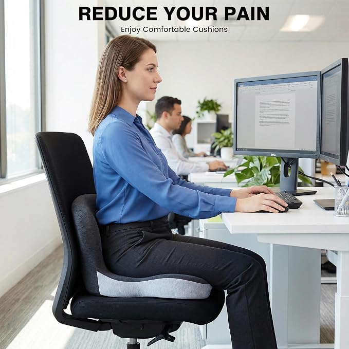 Memory Foam Car Seat Cushion – Ergonomic Driver Seat Cushion for Sciatica & Tailbone Pain, Breathable Non-Slip Car Seat Pad with Lumbar Support for Car, Truck, SUV, Office Chair - Image 2