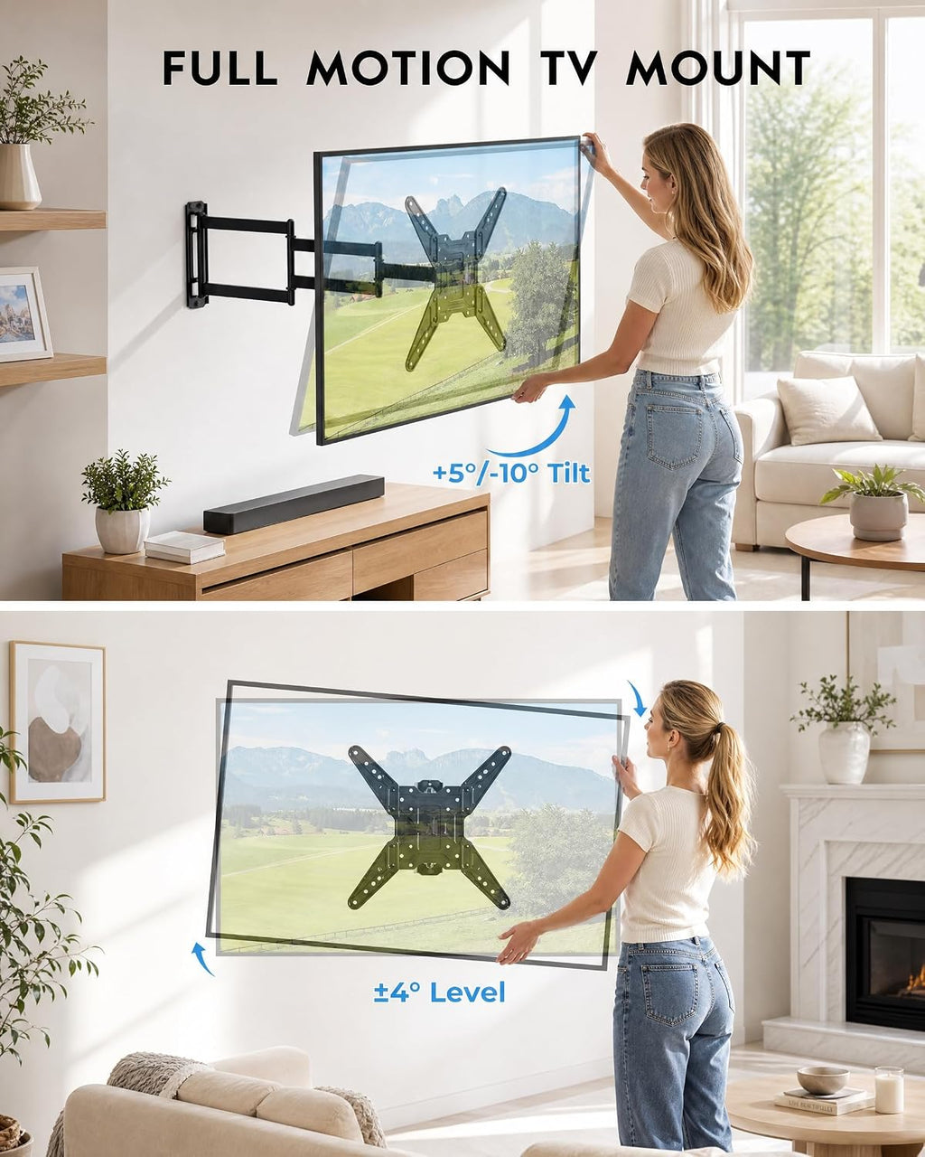 BONTEC Long Arm TV Wall Mount, Full Motion, 37.4" Extension for 26–65" TVs - Image 5