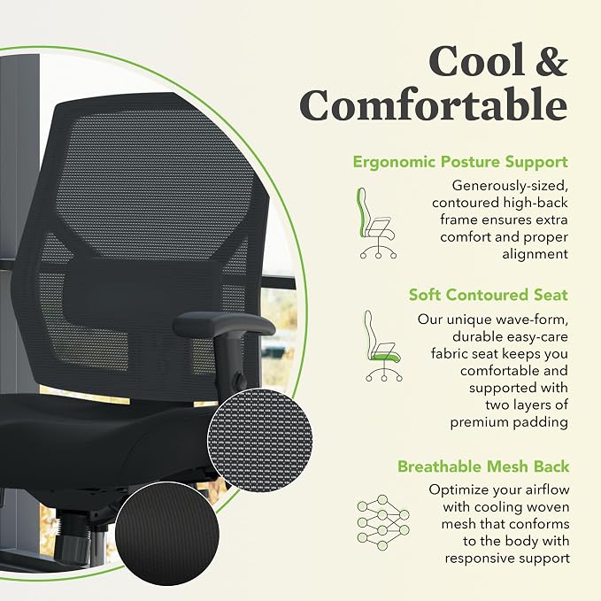 HON Crio Ergonomic Office Chair, Office Desk Computer Chair, Black | High back ergonomic desk chair with lumbar support, adjustable arms, advanced tilt, rolling seating for home office decor - Image 5